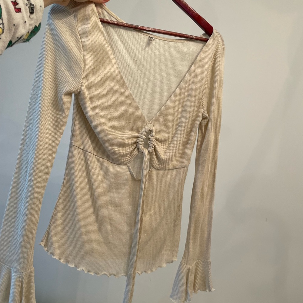 Free People Say When Long Sleeve Cream/Gold